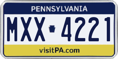 PA license plate MXX4221