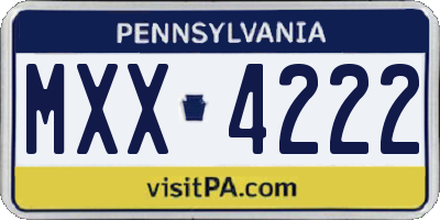 PA license plate MXX4222