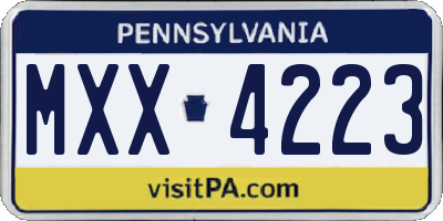 PA license plate MXX4223