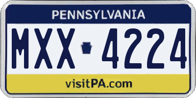 PA license plate MXX4224