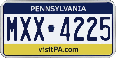 PA license plate MXX4225