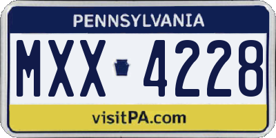 PA license plate MXX4228