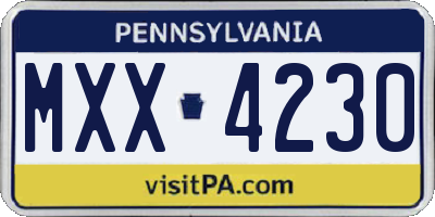 PA license plate MXX4230