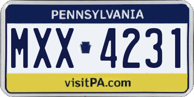 PA license plate MXX4231