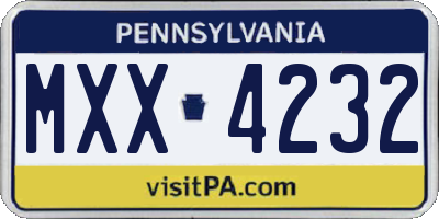 PA license plate MXX4232