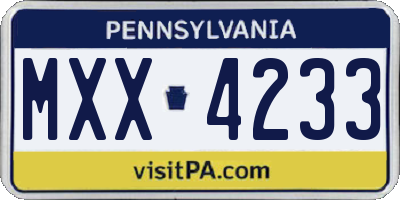 PA license plate MXX4233