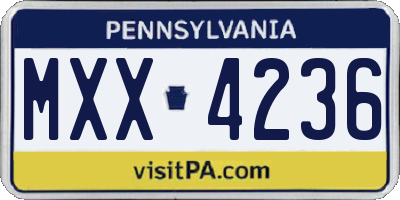 PA license plate MXX4236