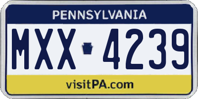PA license plate MXX4239