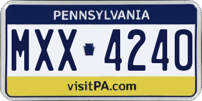 PA license plate MXX4240