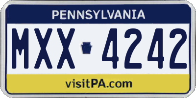 PA license plate MXX4242