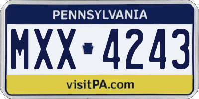 PA license plate MXX4243