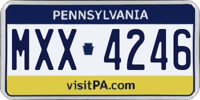 PA license plate MXX4246