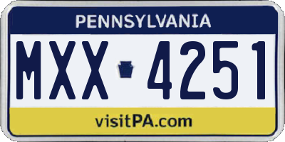 PA license plate MXX4251