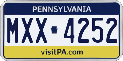 PA license plate MXX4252