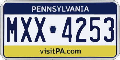 PA license plate MXX4253