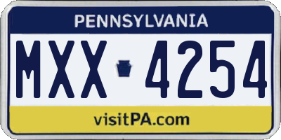 PA license plate MXX4254