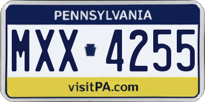 PA license plate MXX4255