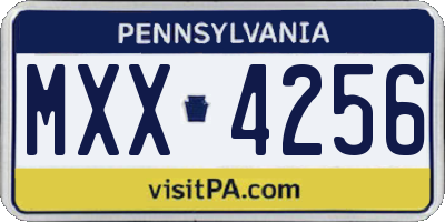 PA license plate MXX4256