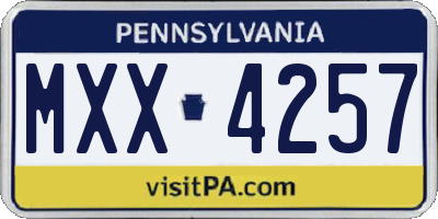 PA license plate MXX4257