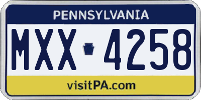 PA license plate MXX4258