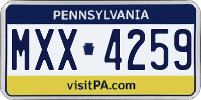 PA license plate MXX4259