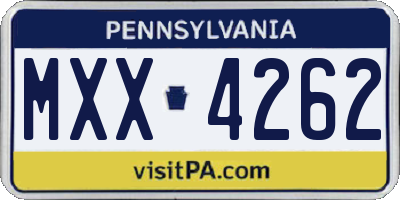 PA license plate MXX4262