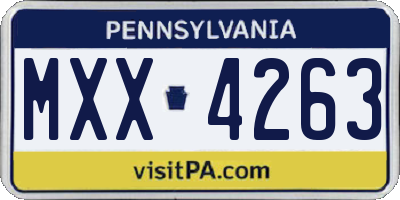 PA license plate MXX4263