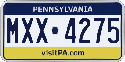 PA license plate MXX4275