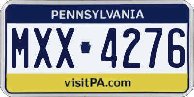 PA license plate MXX4276