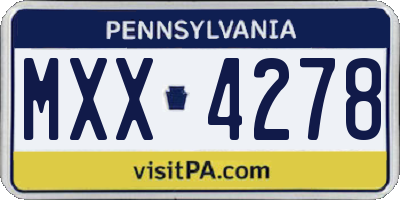 PA license plate MXX4278