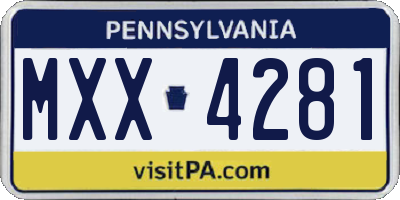 PA license plate MXX4281