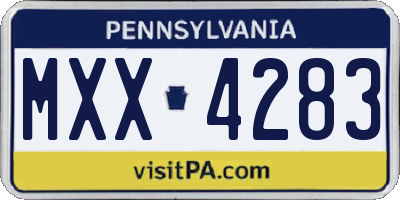 PA license plate MXX4283