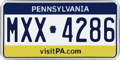 PA license plate MXX4286
