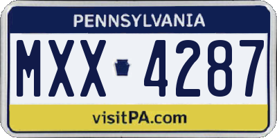 PA license plate MXX4287