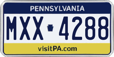 PA license plate MXX4288