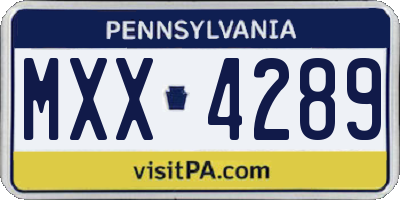 PA license plate MXX4289