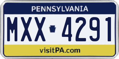 PA license plate MXX4291