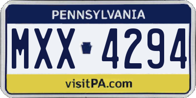 PA license plate MXX4294