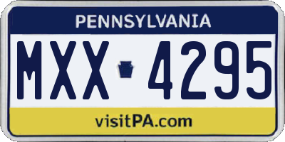 PA license plate MXX4295