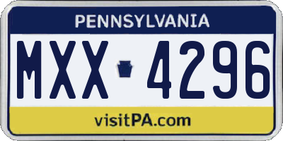 PA license plate MXX4296
