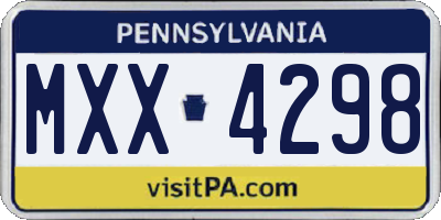 PA license plate MXX4298
