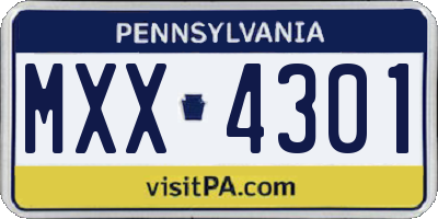PA license plate MXX4301