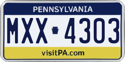 PA license plate MXX4303