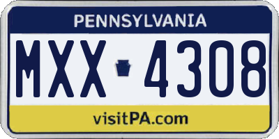 PA license plate MXX4308