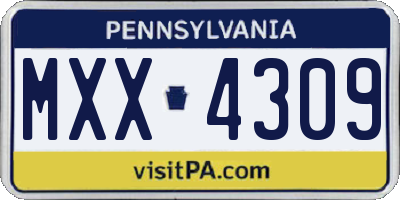PA license plate MXX4309