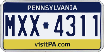 PA license plate MXX4311