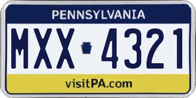 PA license plate MXX4321