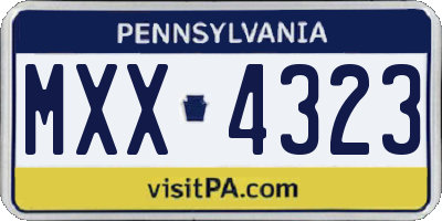 PA license plate MXX4323