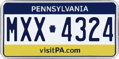 PA license plate MXX4324