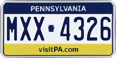 PA license plate MXX4326